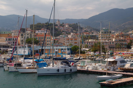 Yachts - Riviera di Ponente - Liguria, Italyのeditorial素材