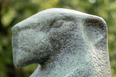 Arlington, VA - August 8, 2019: Close up of the bronze lion statue that looks over the city of Washington DC from the Netherlands Carillon in Virginiaのeditorial素材
