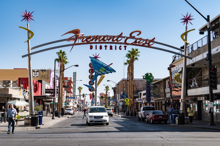 Las Vegas, Nevada - October 13, 2017: Entrance to the Fremont Street Experience canopy during the daytime, in downtown Las Vegas, Nevadaのeditorial素材