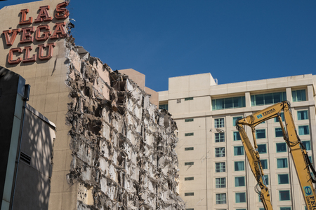 Las Vegas, Nevada - October 13, 2017: The Las Vegas Club, a classic hotel and casino on Fremont Steer in Downtown Las Vegas, is demolished to make room for a new resortのeditorial素材
