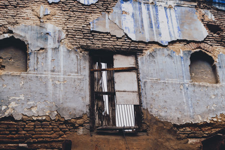 Old decrepit abandoned building in Old Delhi India