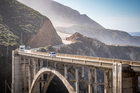 The Bixby Bridge, in Big Sur California, is one of the well known landmarks on the Pacific Coast...