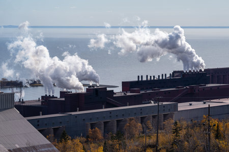 Silver Bay, Minnesota - October 20, 2019: Northshore Mining Company, a Taconite mine, shown in the...