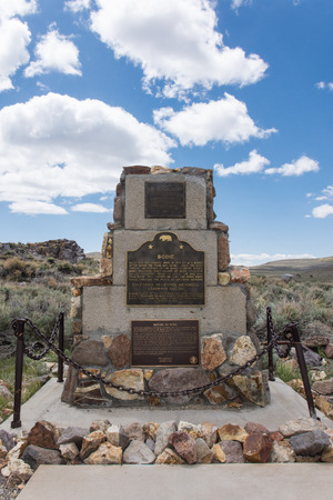 Bodie, California - July 7, 2018: Historical marker for Bodie State Historical Park in California, which is an old gold rush town in a state of arrested decayのeditorial素材