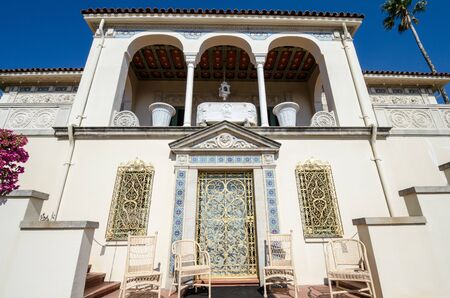 San Simeon, California - August 7, 2018: Hearst Castle, exterior view with intricate details in the buildingのeditorial素材