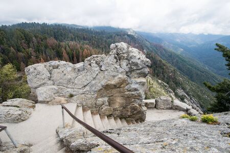 Steps and stairs along the Moro Rock hike in Sequoia National Park in Californiaの写真素材