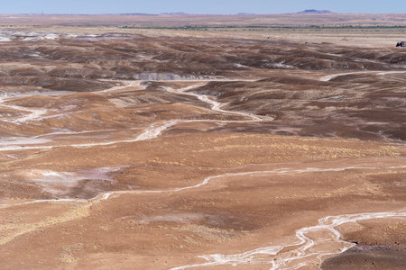 Beautiful vast desert landscape of the Blue Mesa area of Petrified Forest National Park in Arizona...