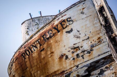 Detailed photo of Point Reyes Shipwreck sits aground in the Point Reyes National Seashore near Inverness, California. This is a popular spot for photographers and touristsのeditorial素材