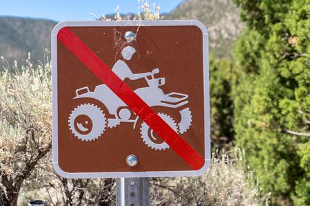 Sign for no 4x4 ATV (all terrain vehicles) or off roading signの写真素材
