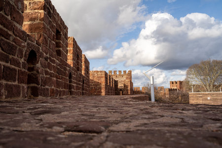 Silves, Portugal - January 23, 2020: View of the interior of the Silves Castle, from up on the castle wallsのeditorial素材