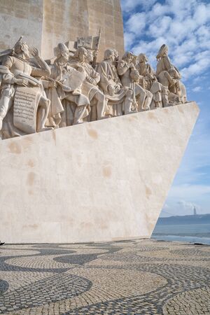 Lisbon, Portugal - January 17, 2020: Close up view of the PadrÃ£o dos Descobrimentos (Monument of the Discoveries) in Belem areaのeditorial素材