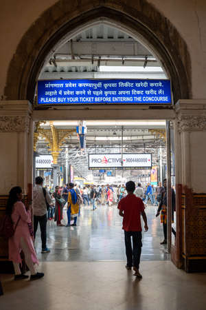 Mumbai, India - February 29, 2020: The hustle and bustle inside Chatrapati Shivaji Terminus earlier known as Victoria Terminusのeditorial素材