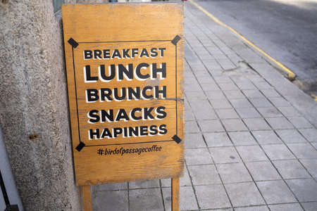 Porto, Portugal - January 20, 2020: Sign for the Bird of Passage coffee shop and restaurant in downtown Portoのeditorial素材