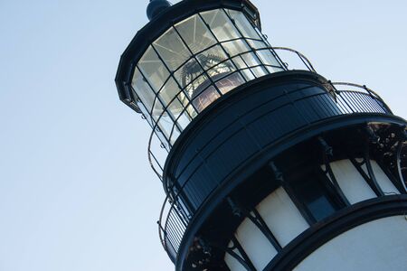 Yaquina Head Lighthouse in Newport Oregon, along the Pacific Ocean coastline. Artistic angle of detail of the lighthouseの写真素材