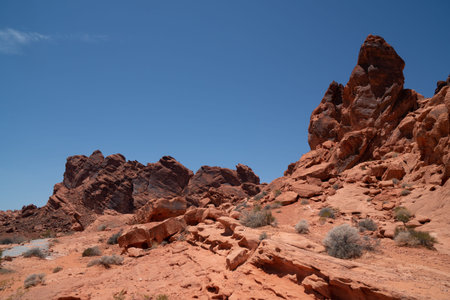 Rock formations at the Valley of Fire State Park outside of Las Vegas Nevada on a sunny day5のeditorial素材