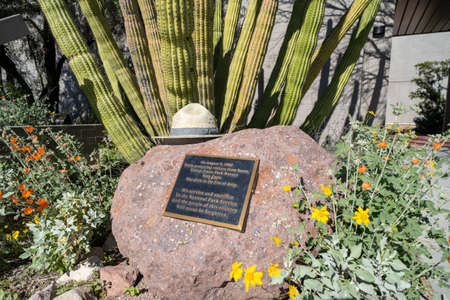 Ajo, Arizona - March 23, 2019: Memorial dedicated to US National Park Ranger Kris Eggle, who was murdered by a Mexican drug cartel in 2002 at Organ Pipe Cactus National Monument in the line of dutyのeditorial素材