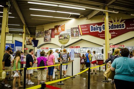 Falcon Heights, Minnesota - August 26, 2018: View inside the Dairy Barn building, where customers...
