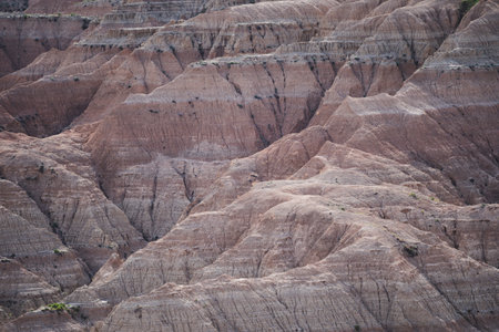 Close up view of the eroded hills of Badlands National Park in South Dakota USA