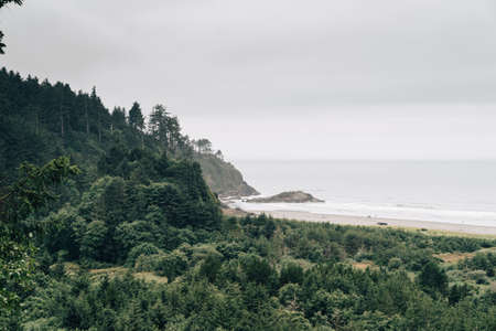 Beards Hollow overlook at Cape Disappointment State Park, Washington Stateの写真素材