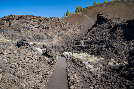 Trail of the Molton Lands in Newberry Volcano National Monument near Bend, Oregonの写真素材