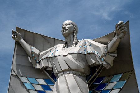 Chamberlain, South Dakota - July 24, 2020:  Dignity Statue in a Chamberlain rest area, a tribute to...