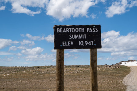 Beartooth Pass Summit sign along the Beartooth Highway