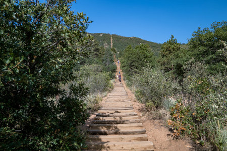Manitou Springs, Colorado - September 15, 2020: The old railroad ties that make up the Manitou...