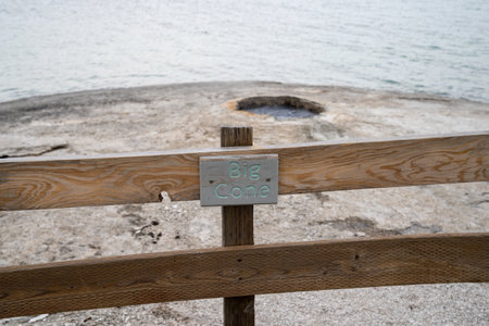 Big Cone geothermal feature in West Thumb Geyser Basin in Yellowstone National Parkの写真素材