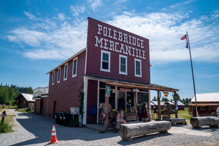 Polebridge, Montana - July 28, 2020: The famous Polebridge Mercantile, a bakery and shop in the small community in Glacier National Parkのeditorial素材