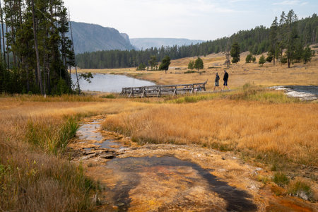 Wyoming, USA - September 23, 2020: Terrace Spring in Yellowstone National Parkのeditorial素材