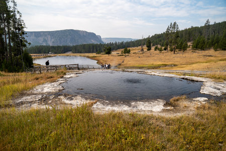 Wyoming, USA - September 23, 2020: Terrace Spring in Yellowstone National Parkのeditorial素材