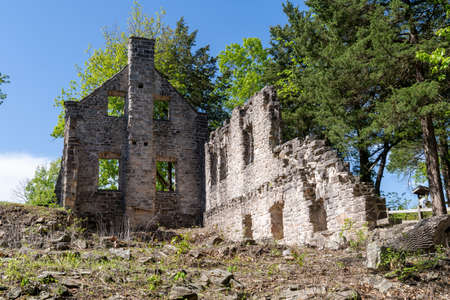 Castle ruins at Ha Ha Tonka State Park in Missouri USAの写真素材