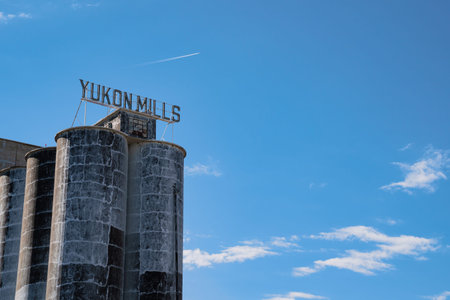 Yukon, Oklaholma - May 6, 2021: Close up of the famous Yukon's Best Flour, a famous mill along Route...