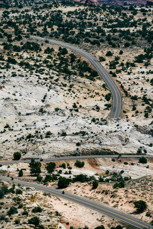 Twisty road in Grand Staircase-Escalante National Monument at Head of the Rocks overlook