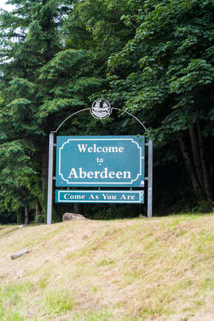 Aberdeen, Washington - July 8, 2021: Sign for Welcome to Aberdeen - Come As You Are. This is the home of Nirvana Kurt Cobainのeditorial素材