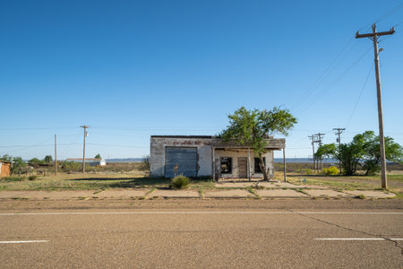 Old abandoned building along the former Route 66 in San Jon New Mexicoのeditorial素材