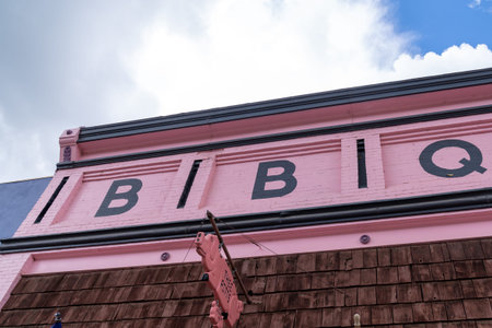 Silverton, Colorado - August 3, 2021: Thee Pitts BBQ restaurant in downtown main street