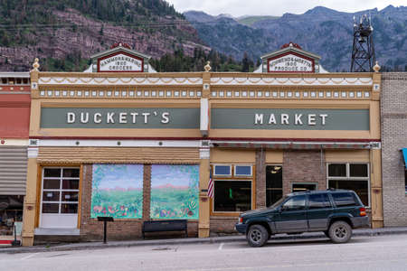 Ouray, Colorado - August 3, 2021: Exterior of the historical Duckett's Market along main streetのeditorial素材