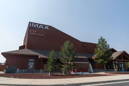 West Yellowstone, Montana - August 23, 2021: The IMAX Yellowstone Giant Screen Theatre shows films and movies about the national parkのeditorial素材