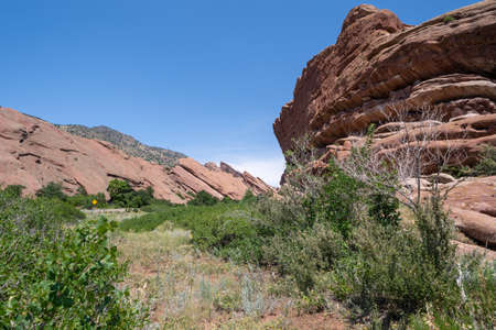 Trading Post Trail in Red Rocks Park and amphitheater in Morrison Coloradoの写真素材