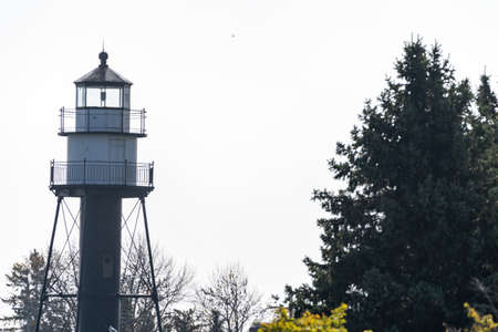 Duluth Harbor South Inner Breakwater Lighthouse on Lake Superior in Canal Parkの写真素材