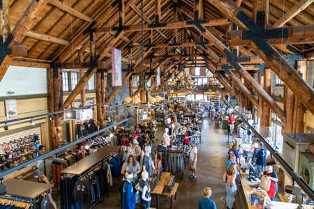 Wyoming, USA - June 29, 2021: Inside the Old Faithful gift shop at Yellowstone National Parkのeditorial素材