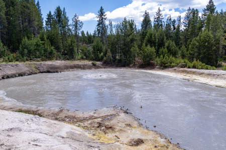 Black Dragon's Caldron hot spring in Yellowstone Natinoal Parkの写真素材
