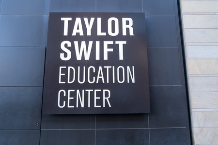 Nashville, Tennessee - January 10, 2022: Sign for the Taylor Swift Education Center in the Country...