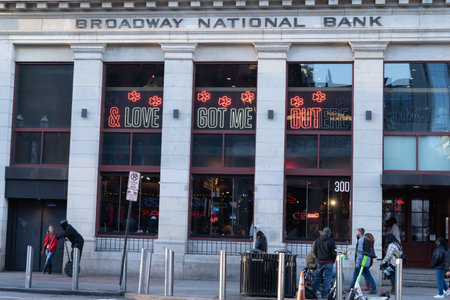 Nashville, Tennessee - January 10, 2022: Exterior of Blake Shelton's Ole Red bar, featuring the lyrics Love Got Me Out to the songのeditorial素材