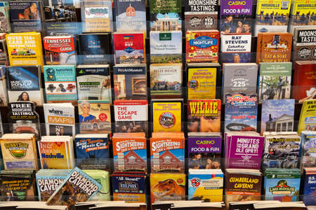 Nashville, Tennessee - January 11, 2022: Free tourism brochures and leaflets for tourists of activities and sightseeing around the Nashville areaのeditorial素材