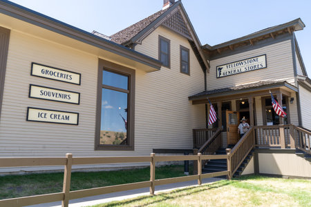 Wyoming, USA - July 18, 2022: Exterior of the Yellowstone General Store building in Mammoth Hot Springs area of the National Parkのeditorial素材