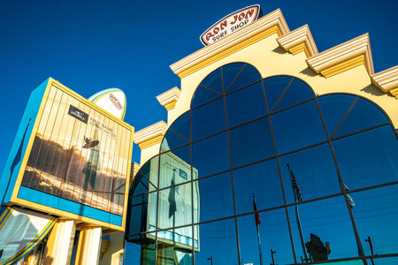 Cocoa Beach, Florida - December 29, 2022: Exterior of the famous Ron Jon surf shop, the largest surfing goods store in the worldのeditorial素材