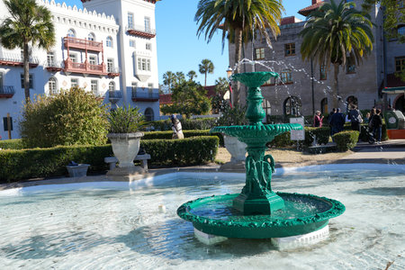 St. Augustine, Florida - December 28, 2022: Fountain at the Lightner Museum in the downtown historic districtのeditorial素材