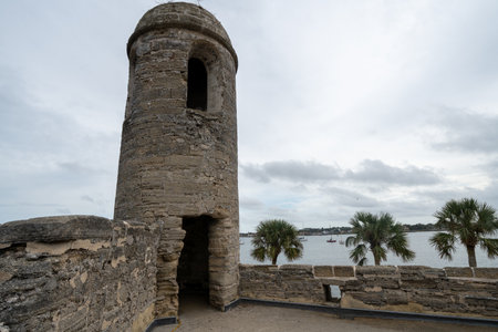 Ruins and remains of the Castillo de san Marcos National Monument in Floridaのeditorial素材